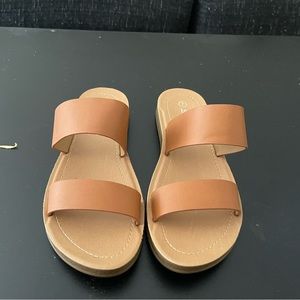 2 strap brown sandals